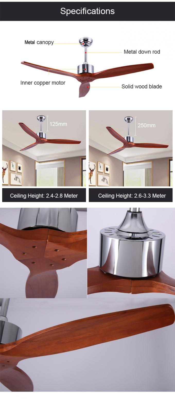 Fábrica de Zhongshan fan de techo colorida de 52 de la pulgada de la decoración de la sala de estar cuchillas modernas de madera sólida