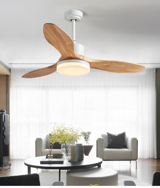 Fan de techo de madera sólida del vintage 20w de las cuchillas de la pulgada decorativa interior caliente de la venta 52 con la luz del LED