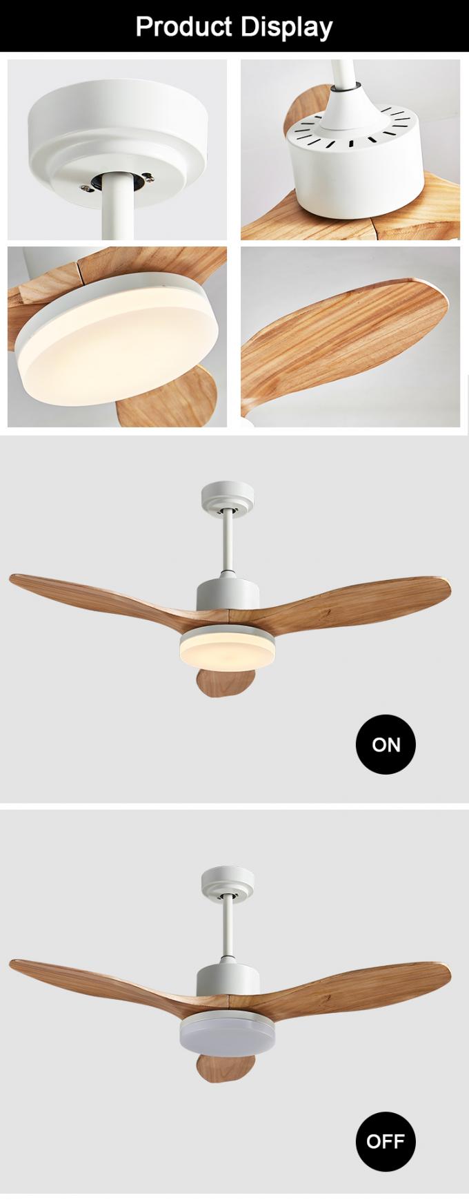 Fan de techo de madera sólida del vintage 20w de las cuchillas de la pulgada decorativa interior caliente de la venta 52 con la luz del LED