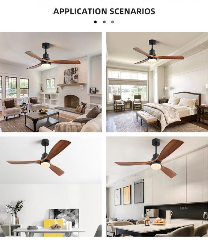 52inch luz de madera sólida eléctrica decorativa moderna de las cuchillas LED con la fan de techo