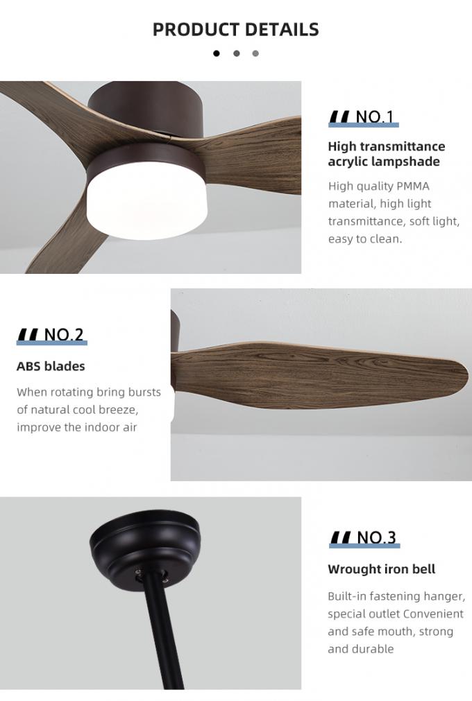 Fan de techo teledirigida eléctrica de la fábrica del hierro de la cuchilla comercial profesional LED del ABS 3 con la luz