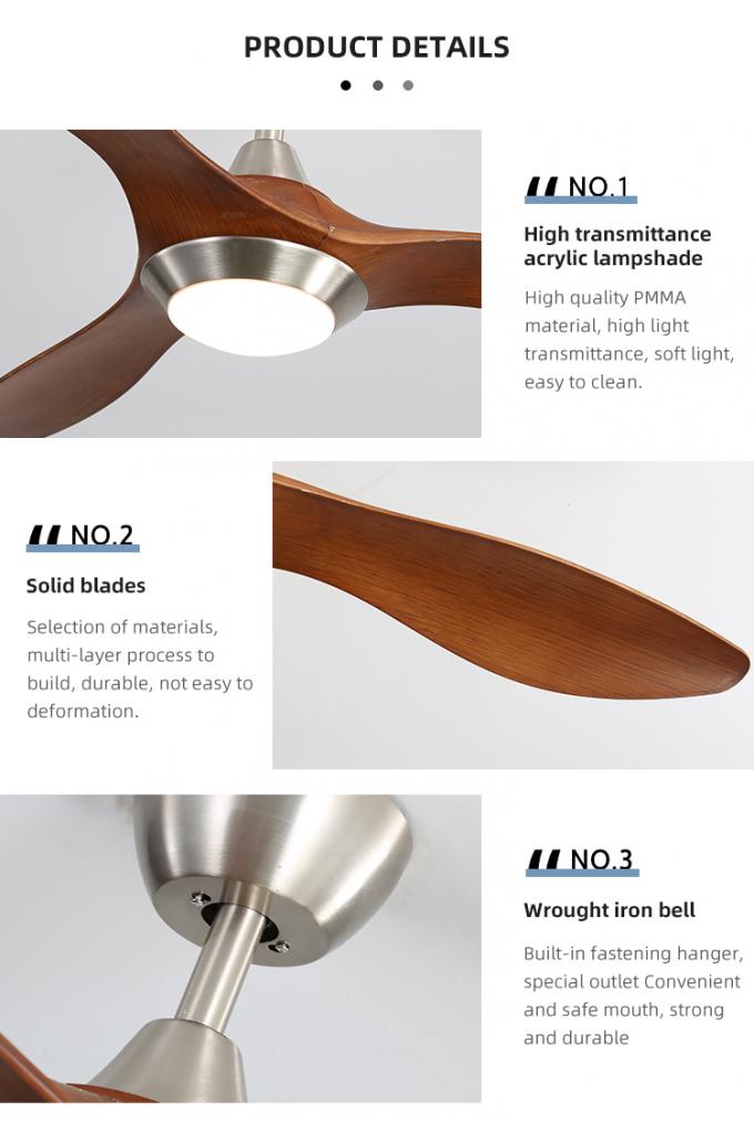 Hierro del ABS de la buena calidad 3 fans de techo llevadas industriales interiores eléctricas teledirigidas modernas de la cuchilla con la luz