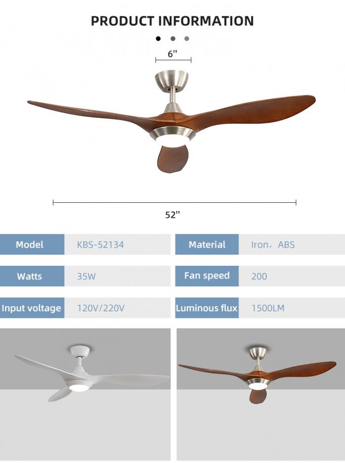 Hierro del ABS de la buena calidad 3 fans de techo llevadas industriales interiores eléctricas teledirigidas modernas de la cuchilla con la luz