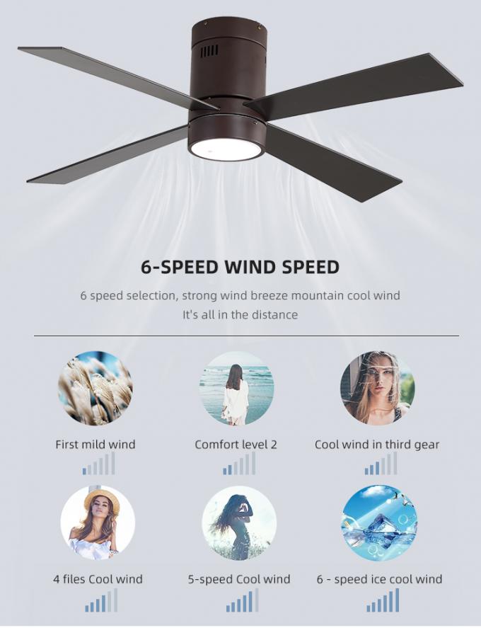 Nueva luz llevada teledirigida interior decorativa de la fan de techo de las cuchillas 65W 48Inch de la madera contrachapada 4 del hierro del diseño