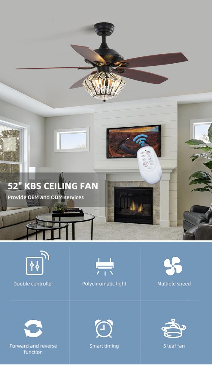 Luz llevada industrial interior decorativa de la fan de techo de la fábrica de las cuchillas profesionales del hierro 52Inch 5
