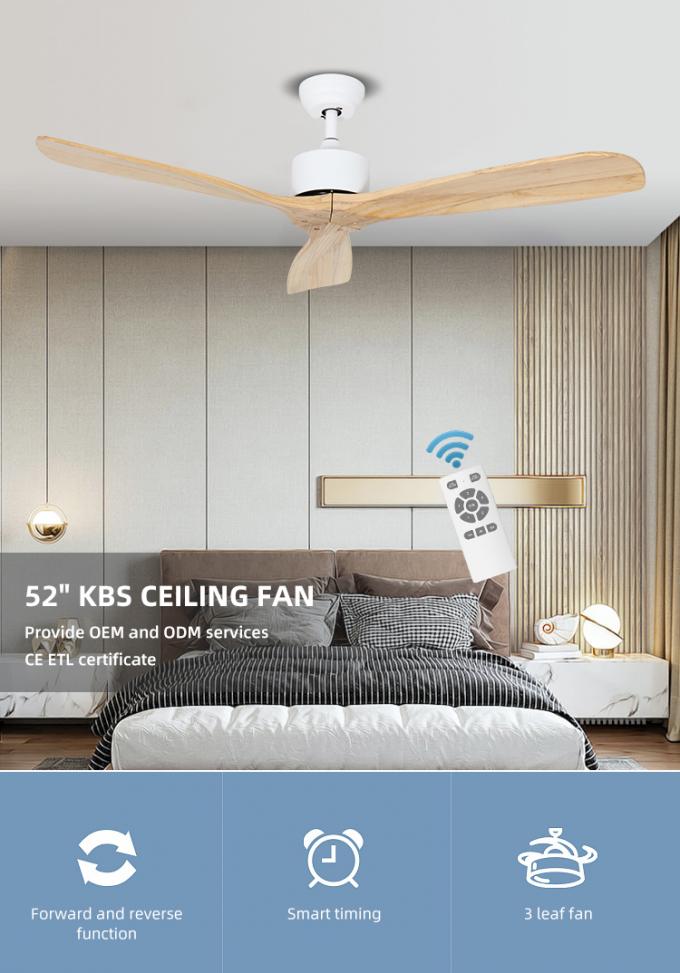 Fan de techo llevada interior de madera sólida de la sala de estar decorativa de las cuchillas 52Inch 3 del hierro caliente de la venta
