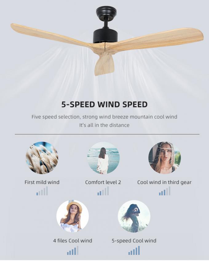 Fan de techo llevada interior de madera sólida de la sala de estar decorativa de las cuchillas 52Inch 3 del hierro caliente de la venta