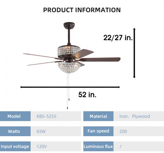 El restaurante casero decorativo de las nuevas del diseño cuchillas del hierro 52Inch 5 llevó la luz de la fan de techo