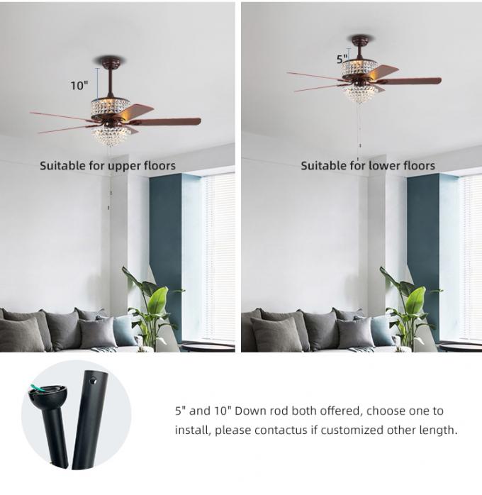 El restaurante casero decorativo de las nuevas del diseño cuchillas del hierro 52Inch 5 llevó la luz de la fan de techo