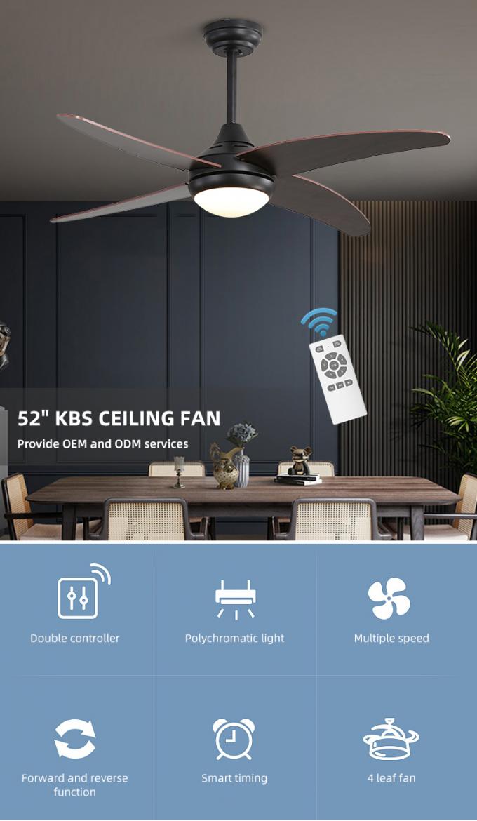 Luz llevada industrial interior decorativa de la fan de techo del hierro de las cuchillas ahorros de energía de la madera contrachapada 52Inch 4