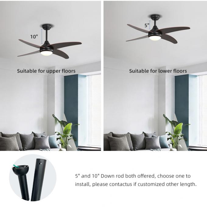Luz llevada industrial interior decorativa de la fan de techo del hierro de las cuchillas ahorros de energía de la madera contrachapada 52Inch 4