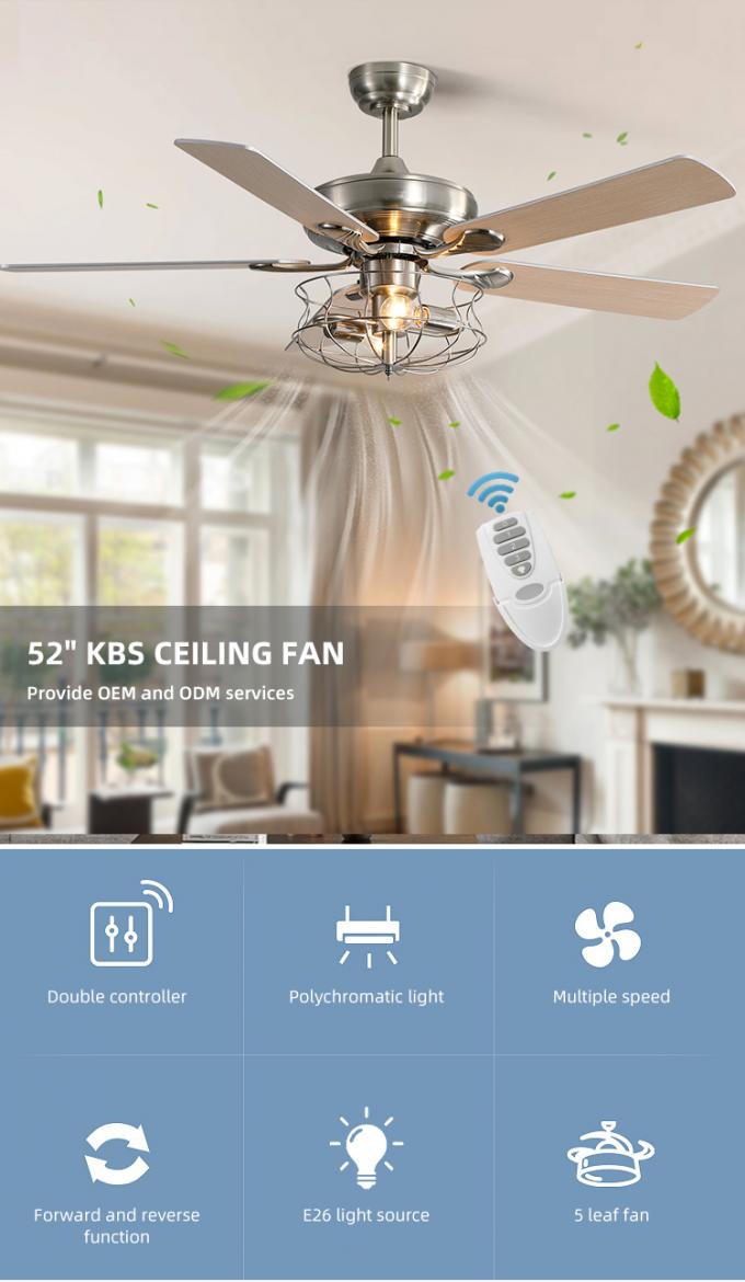 Fan de techo moderna de la lámpara de Matte Brown Decor Livingroom 52Inch del estilo europeo con la luz