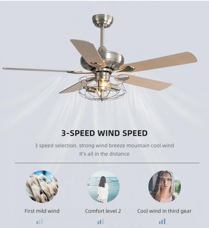 Fan de techo moderna de la lámpara de Matte Brown Decor Livingroom 52Inch del estilo europeo con la luz