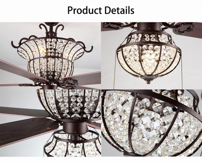 Luz de lujo de Crystal Ceiling Fan With LED de la lámpara de la fabricación de la profesión