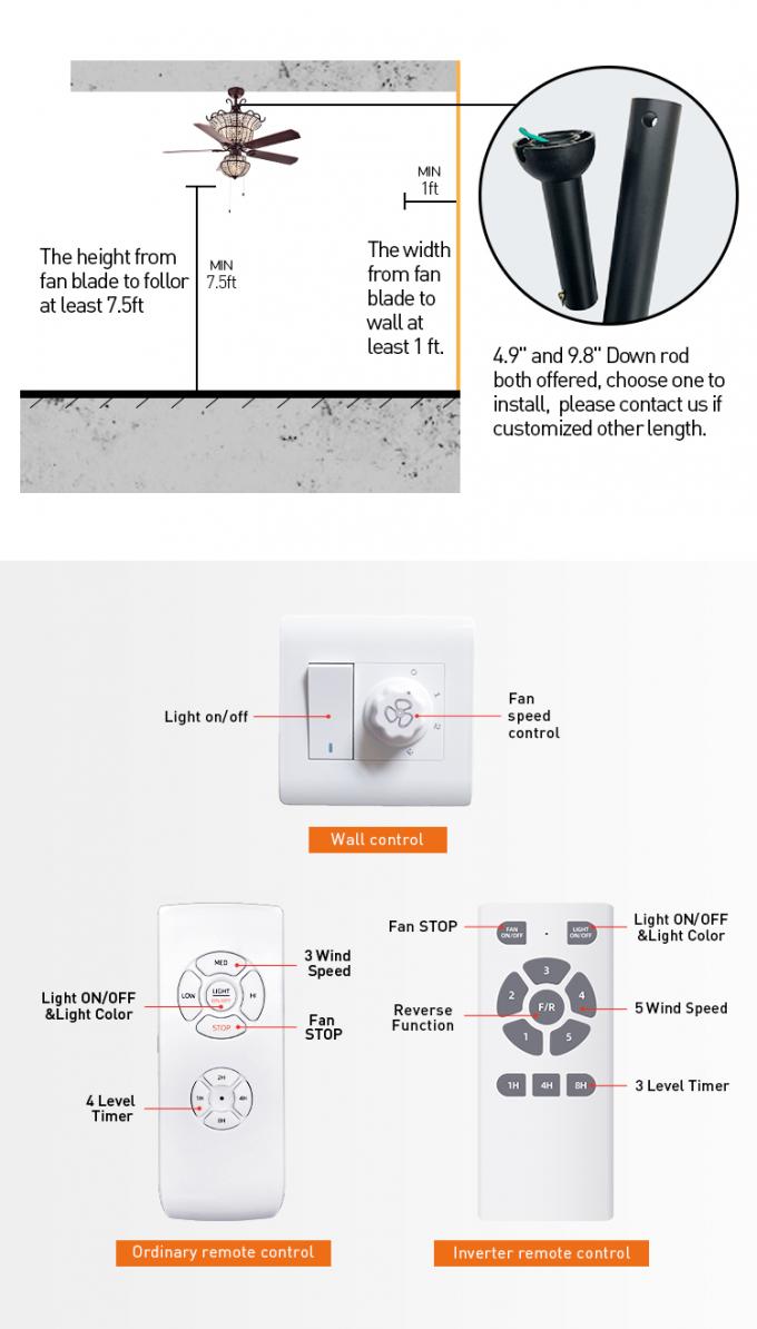 Luz de lujo de Crystal Ceiling Fan With LED de la lámpara de la fabricación de la profesión
